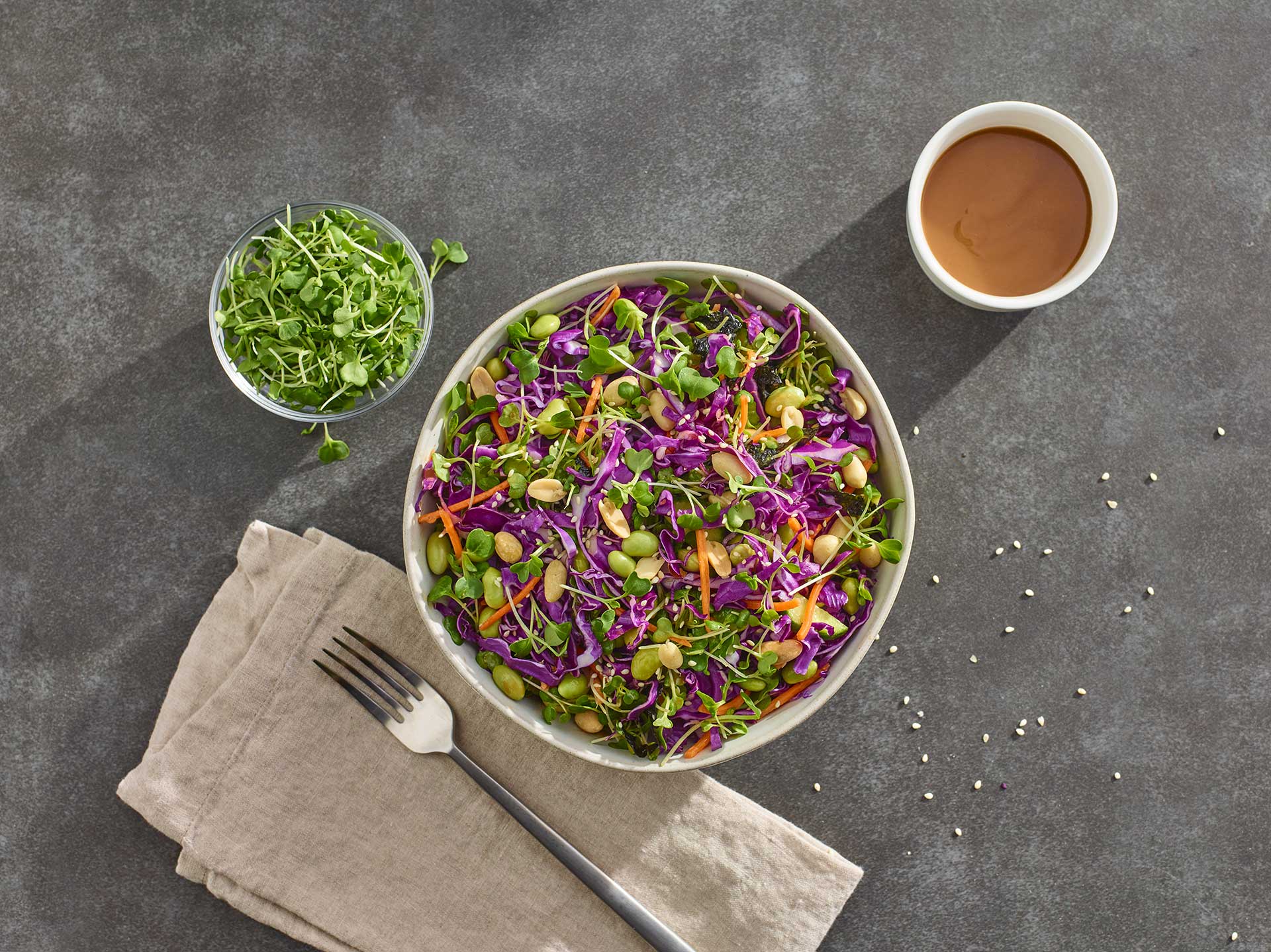 Crisp Edamame Salad with Micro Bok Choy