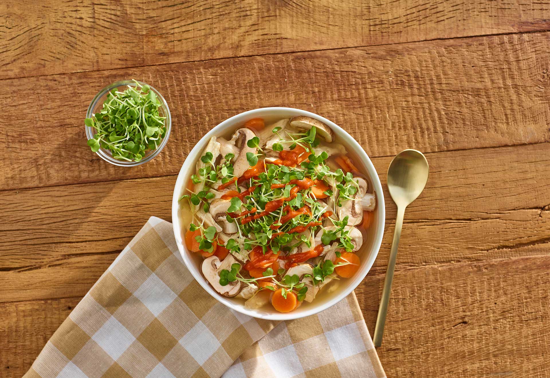 Miso Ginger Chicken Soup with Micro Bok Choy